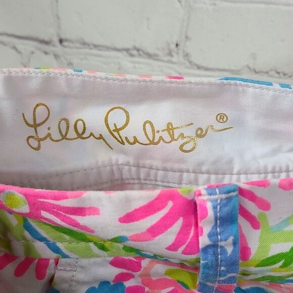 Lilly Pulitzer Vintage Callahan Shorts Lovers Coral Flat Front Midi Leisure - Picture 8 of 11
